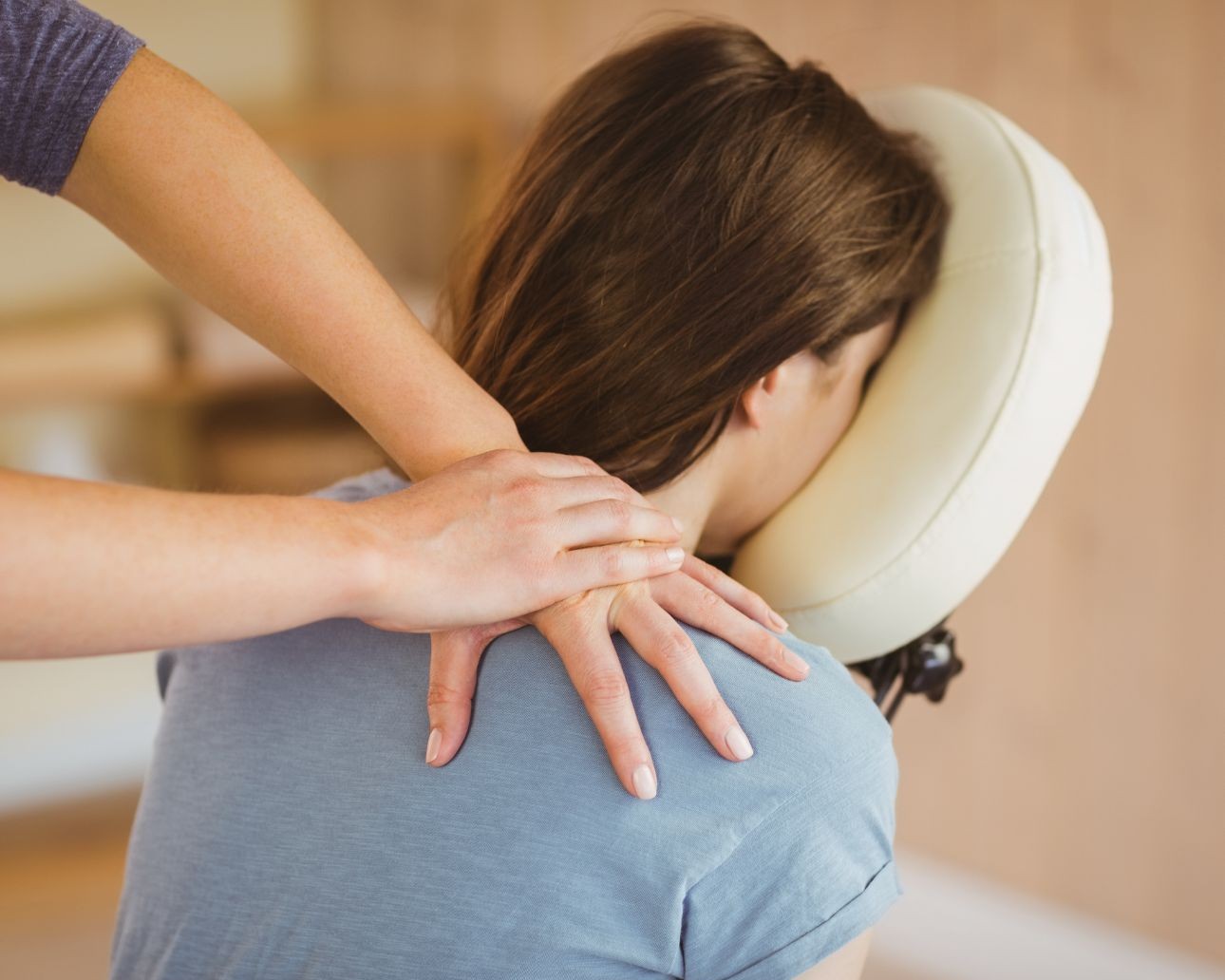 woman receiving chair massage