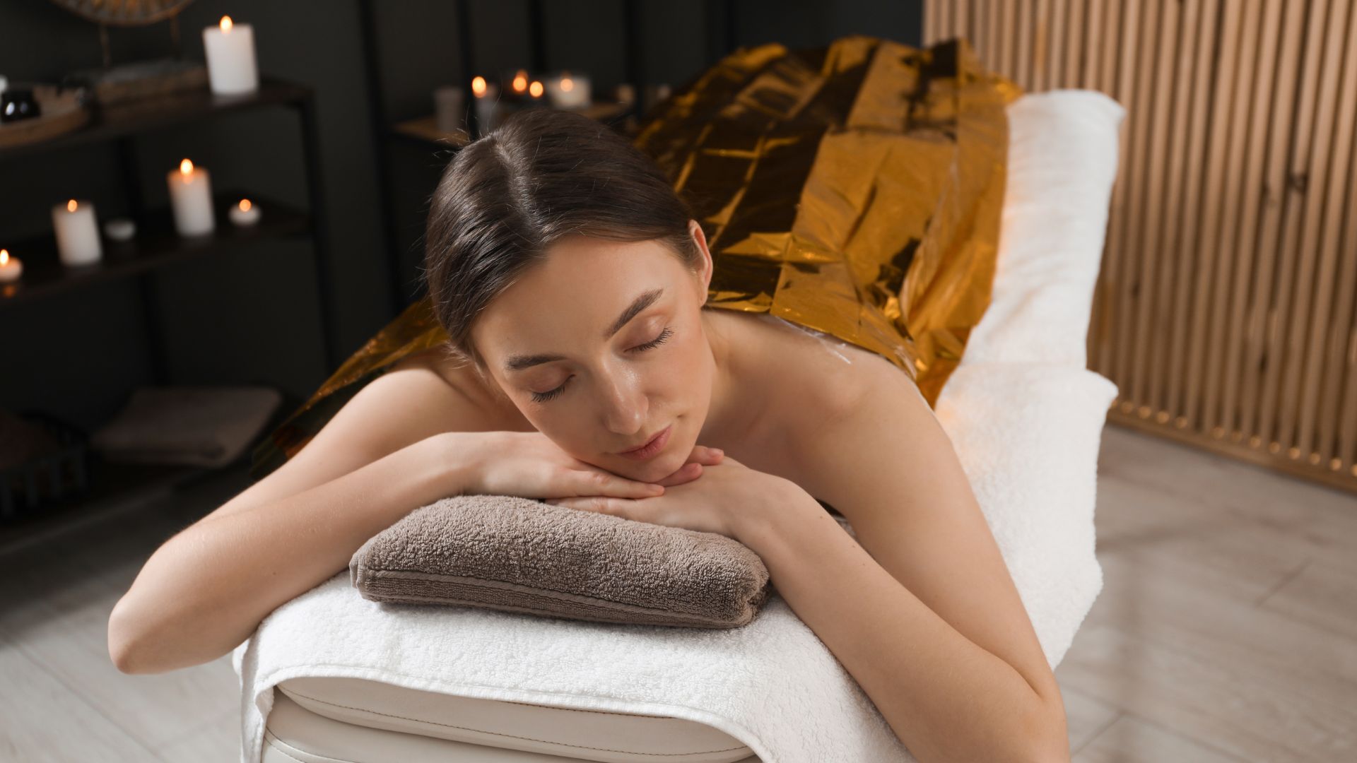 woman in CBD body wrap