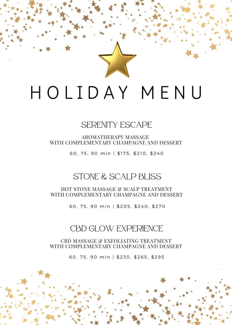 holiday spa menu